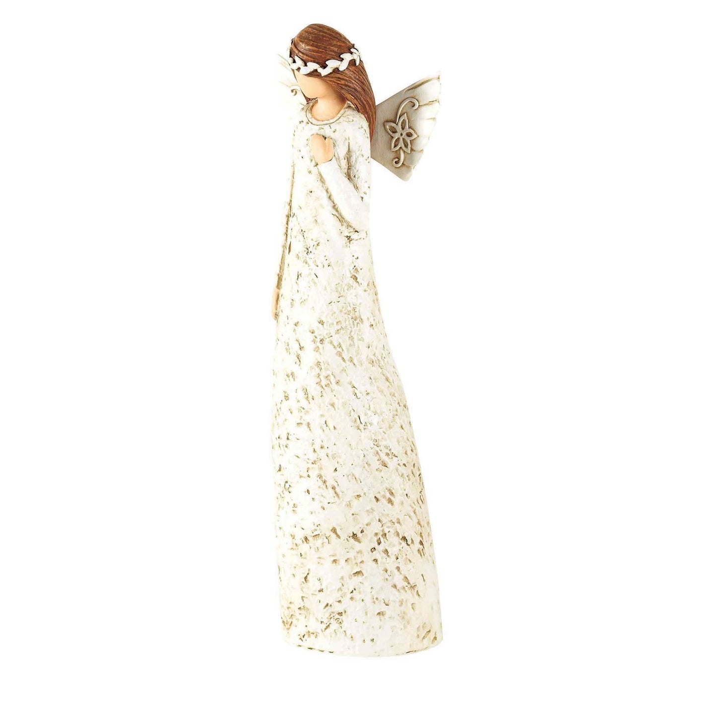 Ivory Resin Angel Figurine with Hand On Heart
